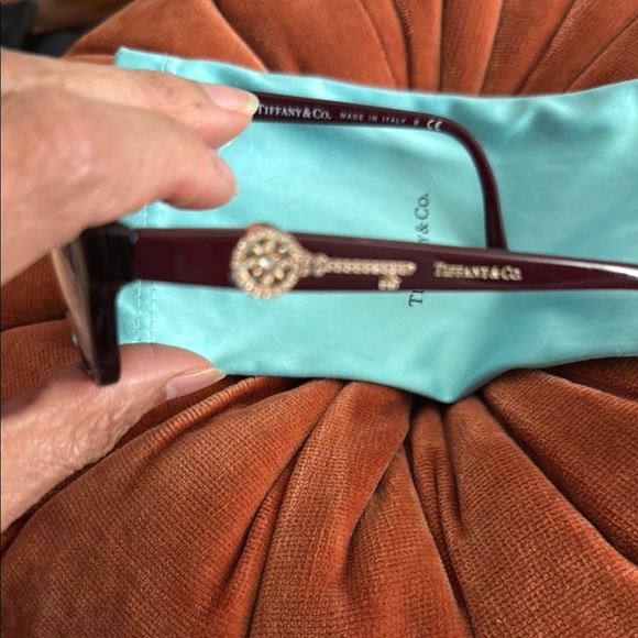 NEW Tiffany & Co. Red Cat-Eye Glasses with Gold Accents - Picture 2 of 4
